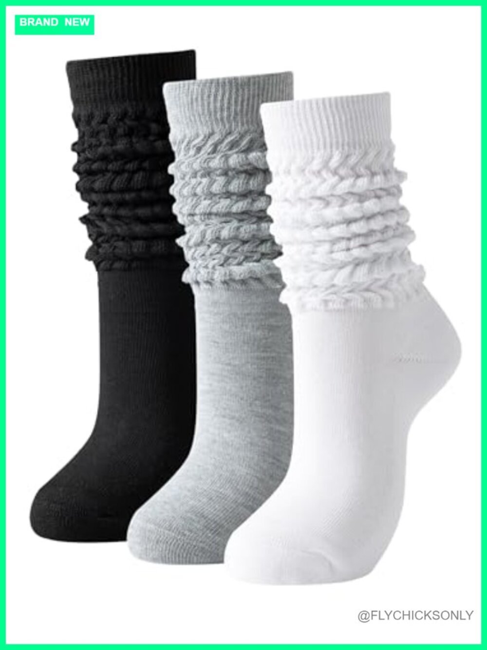 Thigh High Slouch Socks 3 Pair Pack Cotton Acrylic Spandex Soft